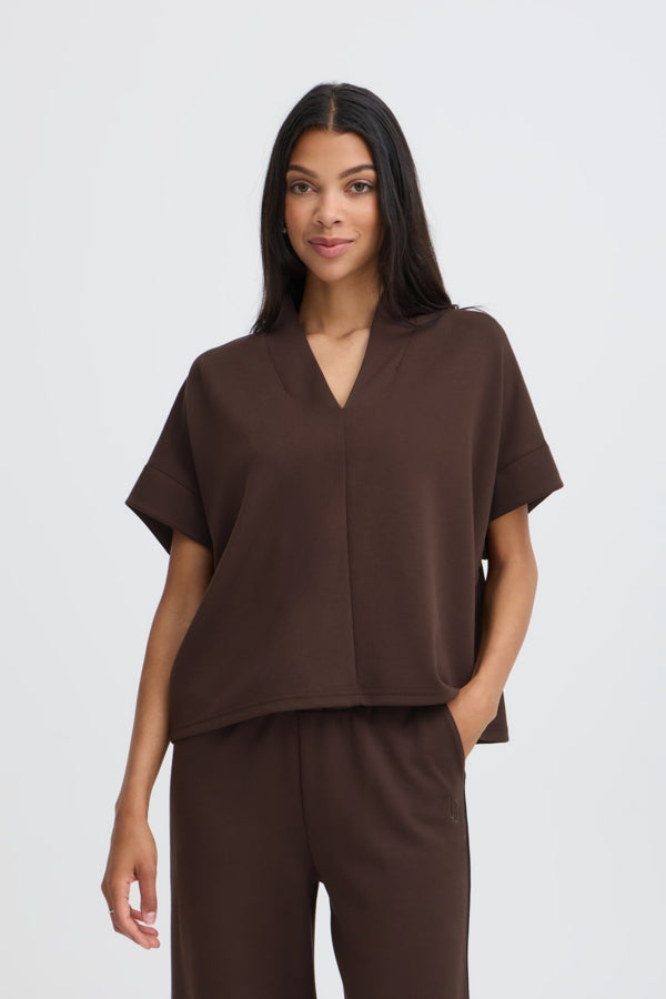 Jersey manga corta marron LUSTI