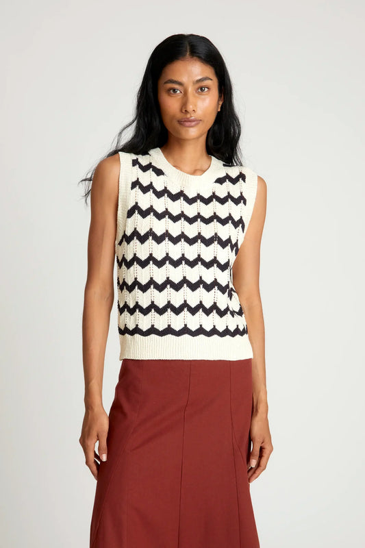 Top de punto zigzag marino MORIAN