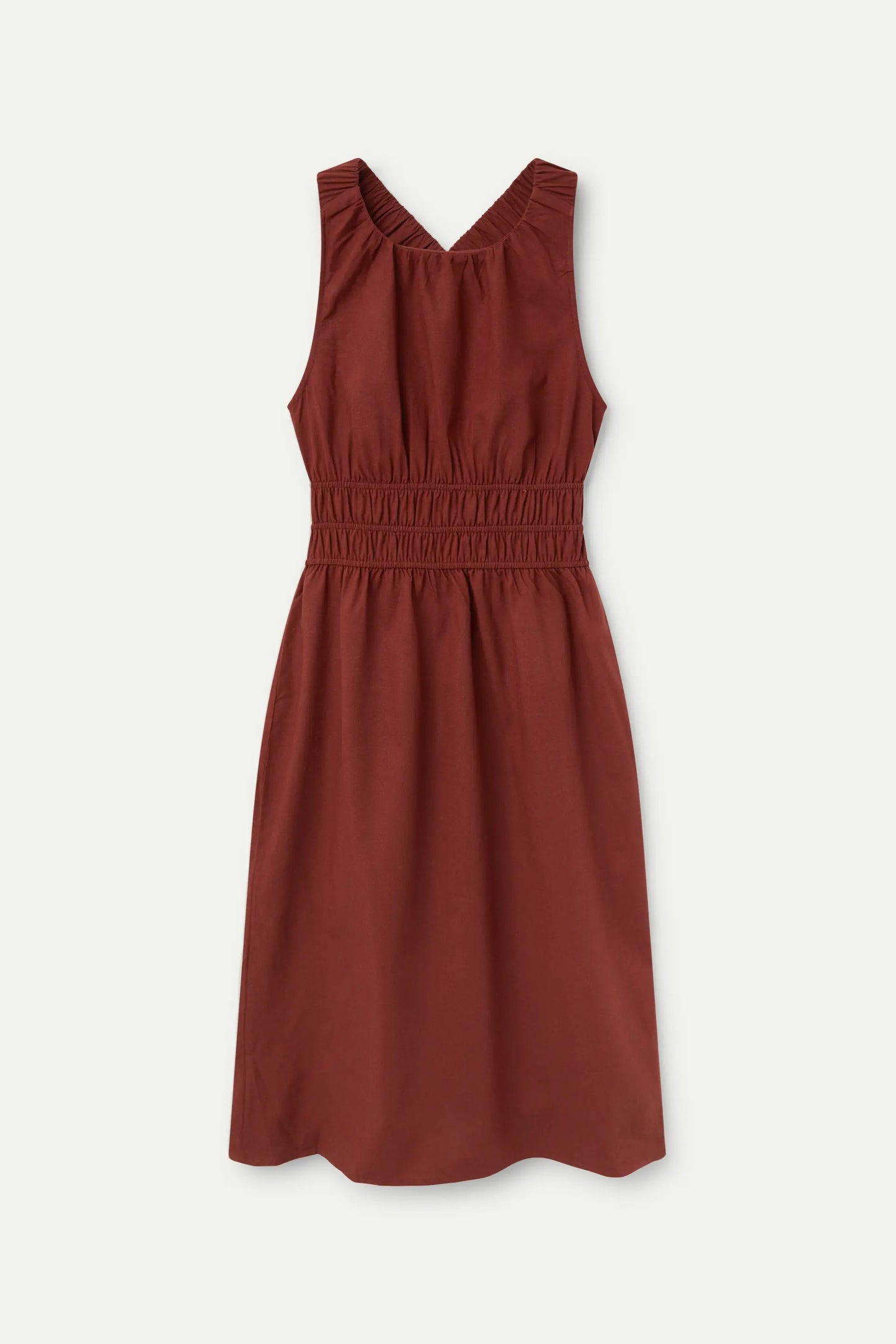 Vestido midi lino marrón MIMA