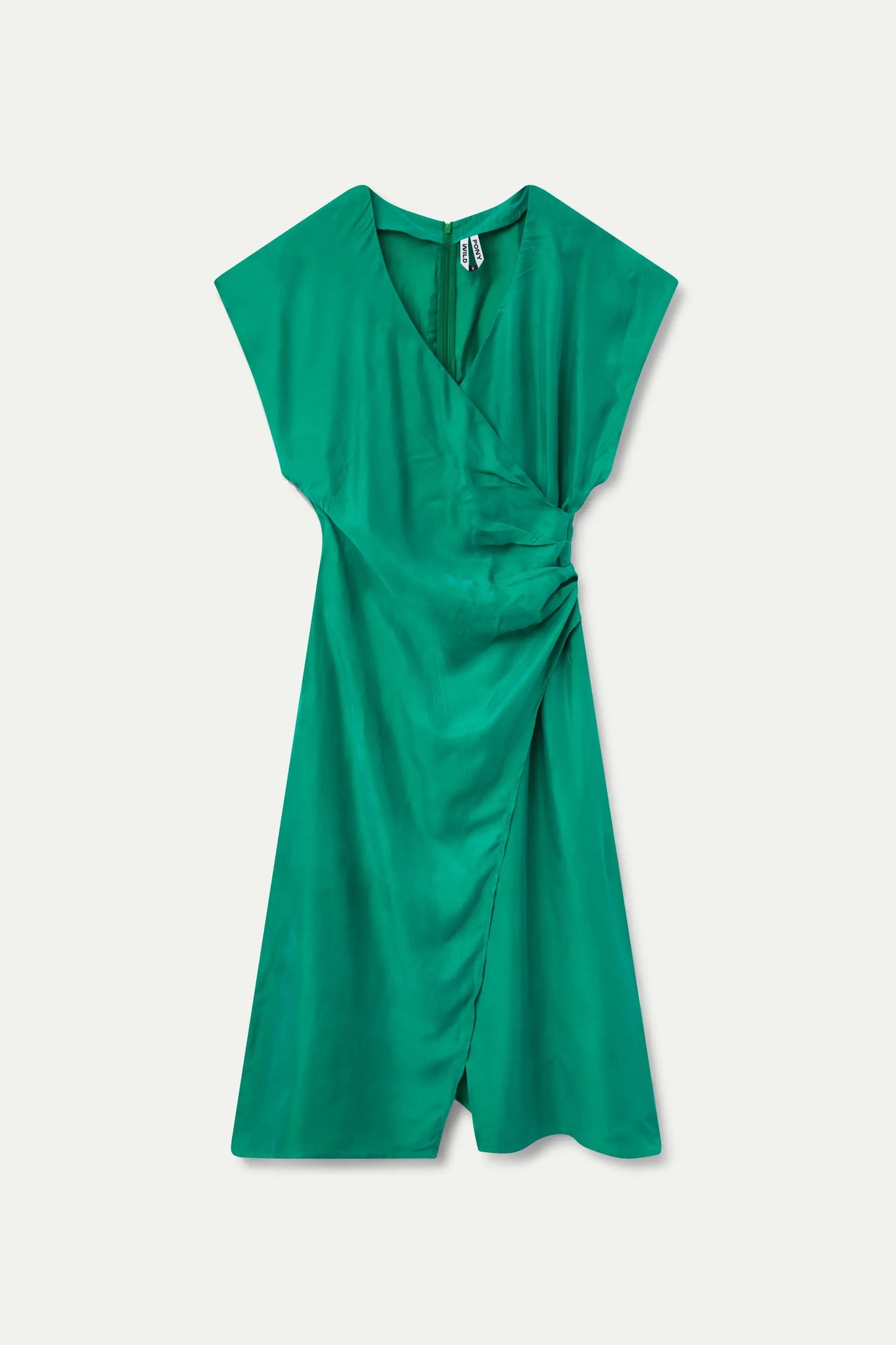 Vestido midi manga corta verde MOLLY