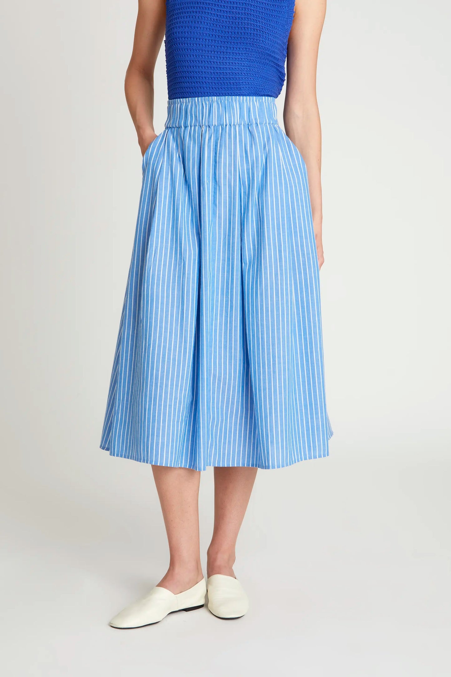 Falda midi rayas azules MUNO