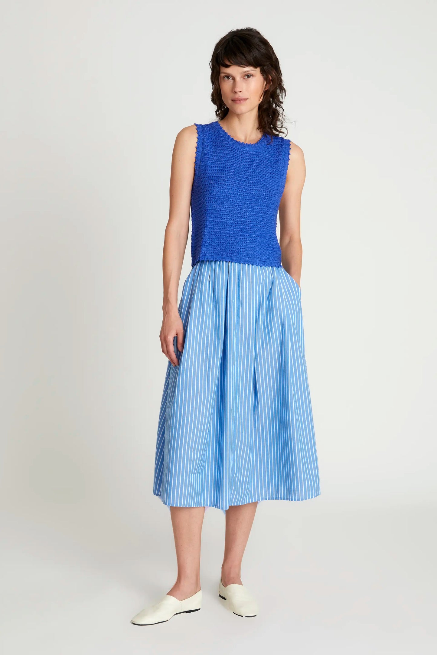 Falda midi rayas azules MUNO