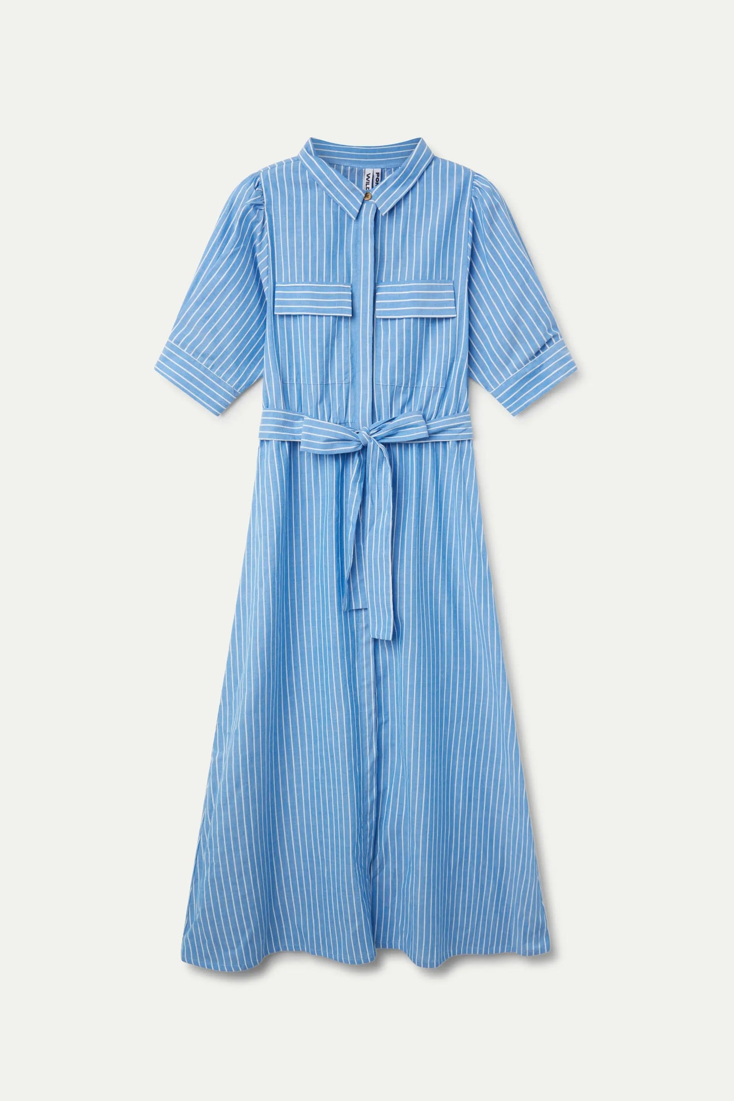 Vestido camisero  largo rayas azules