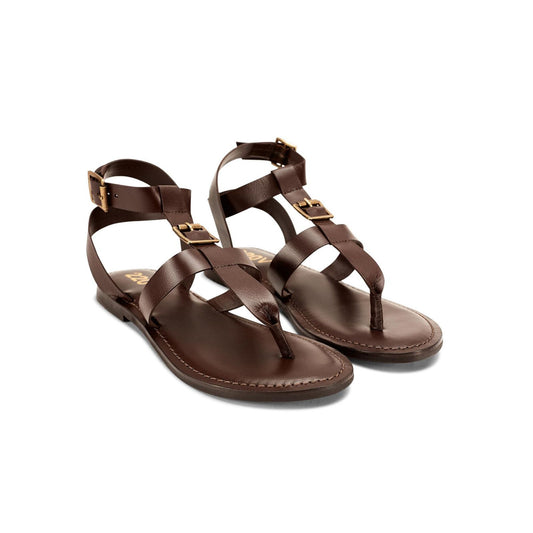 Sandalias de piel marrón TEBA