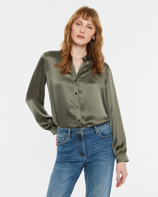 Camisa satinada verde MARLON