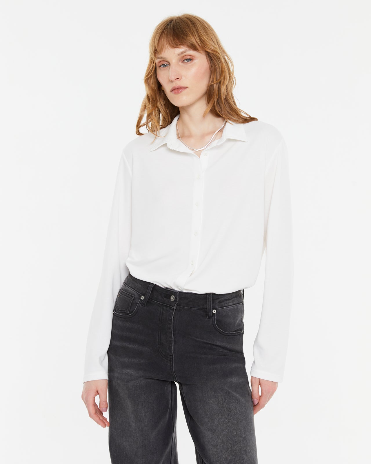 Camisa blanca punto liso BEJIA