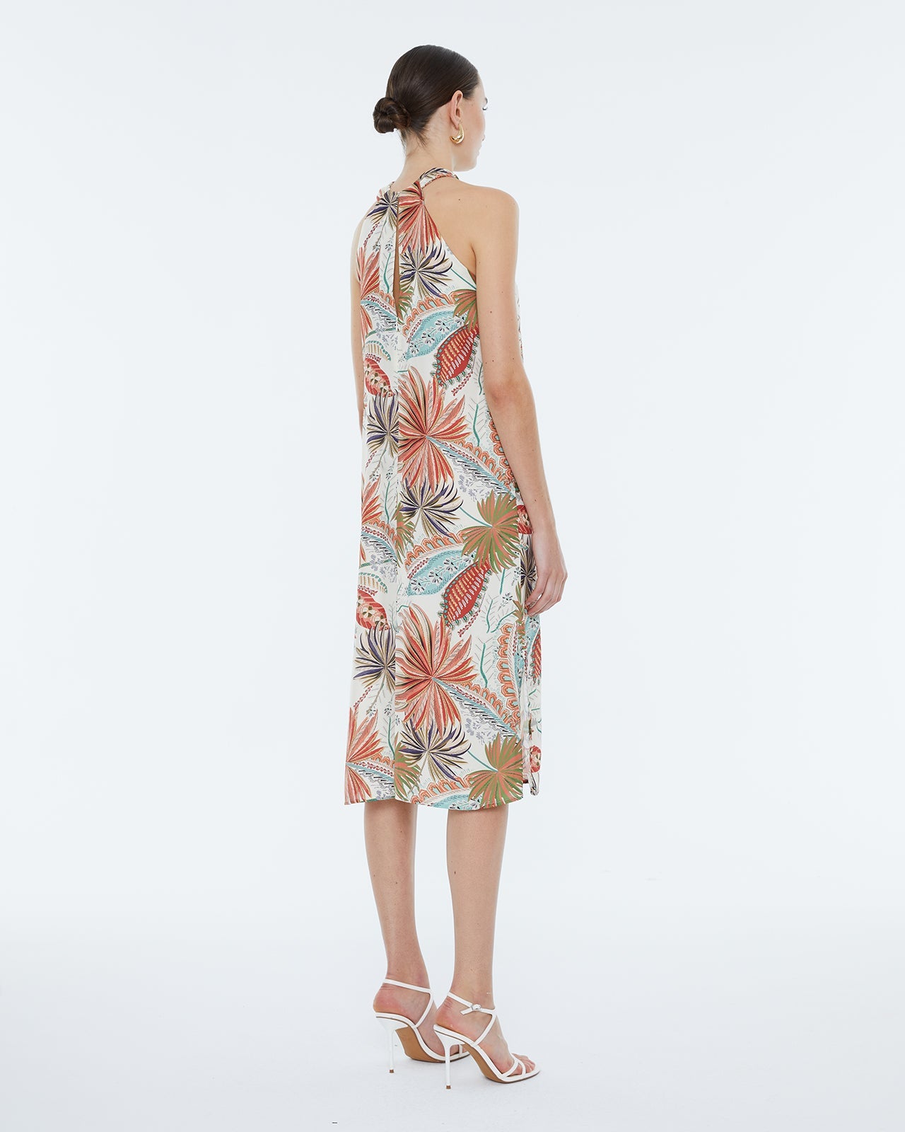 Vestido midi satinado con estampado FLORENCIA