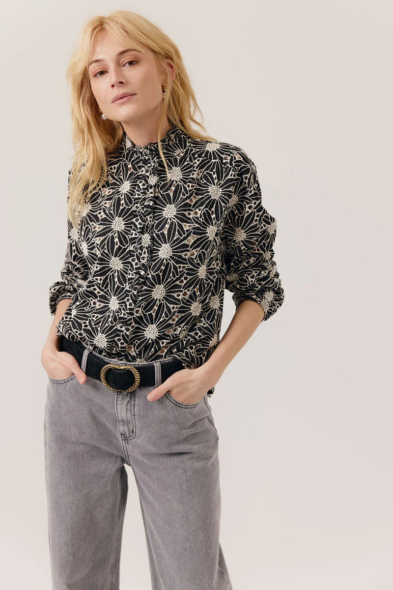 Camisa negra traquelada MAGDA