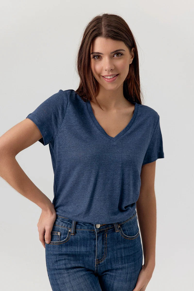 Camiseta 100% lino indigo DARISA