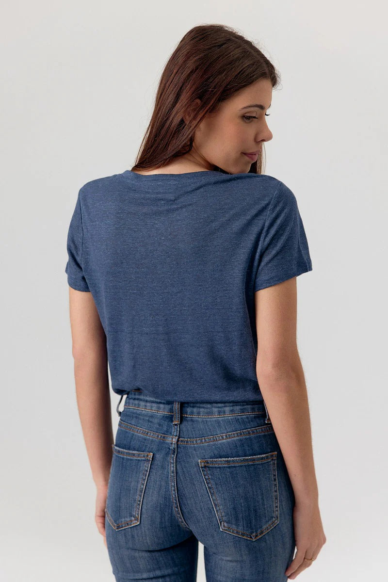 Camiseta 100% lino indigo DARISA