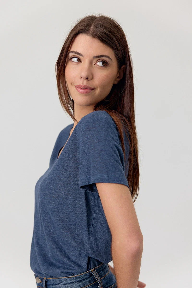 Camiseta 100% lino indigo DARISA