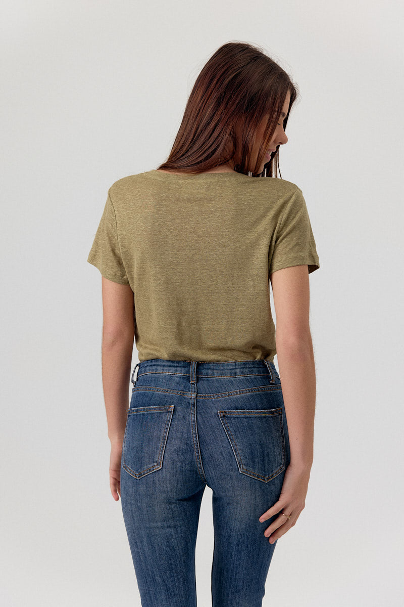 Camiseta 100% lino kaki DARISA