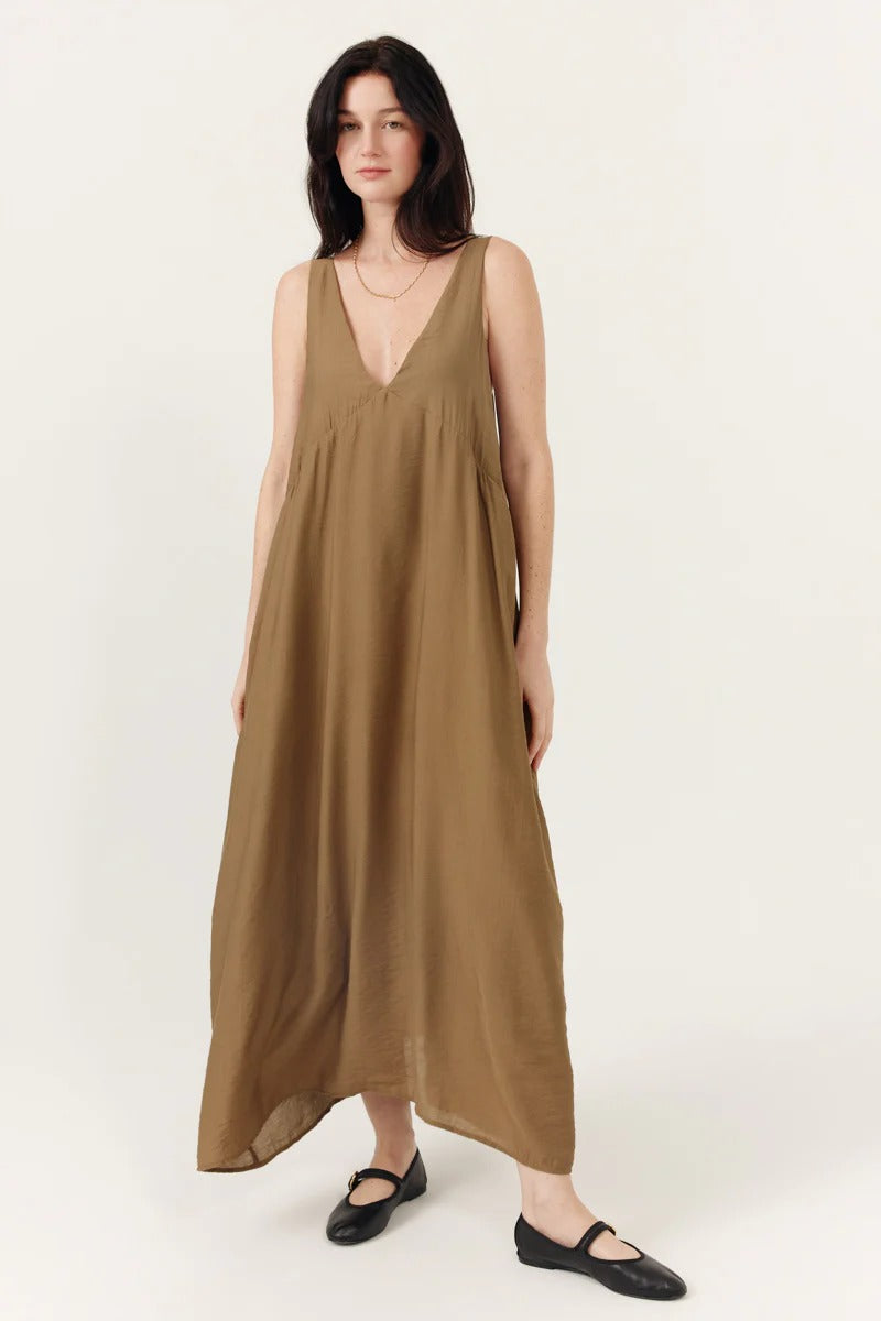 Vestido midi fluido con escote en V DORENSIA