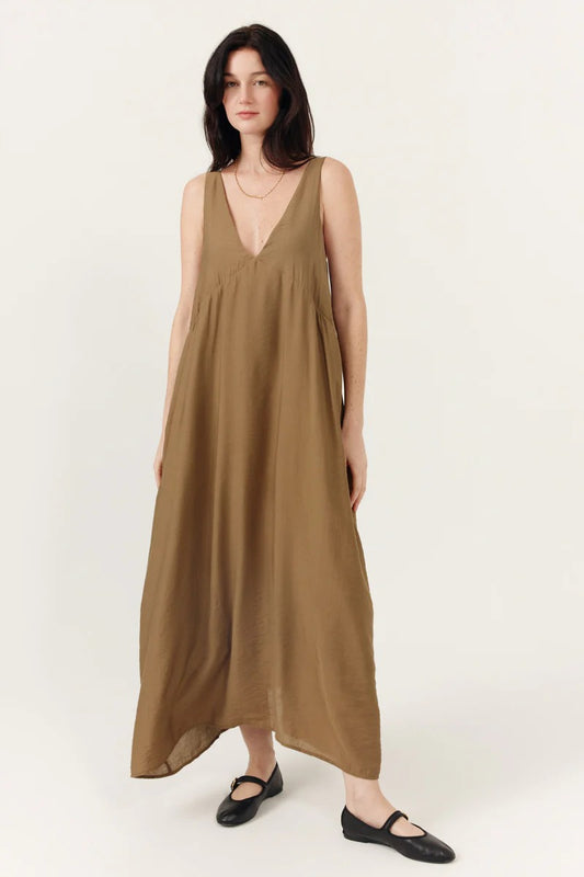 Vestido midi fluido con escote en V DORENSIA