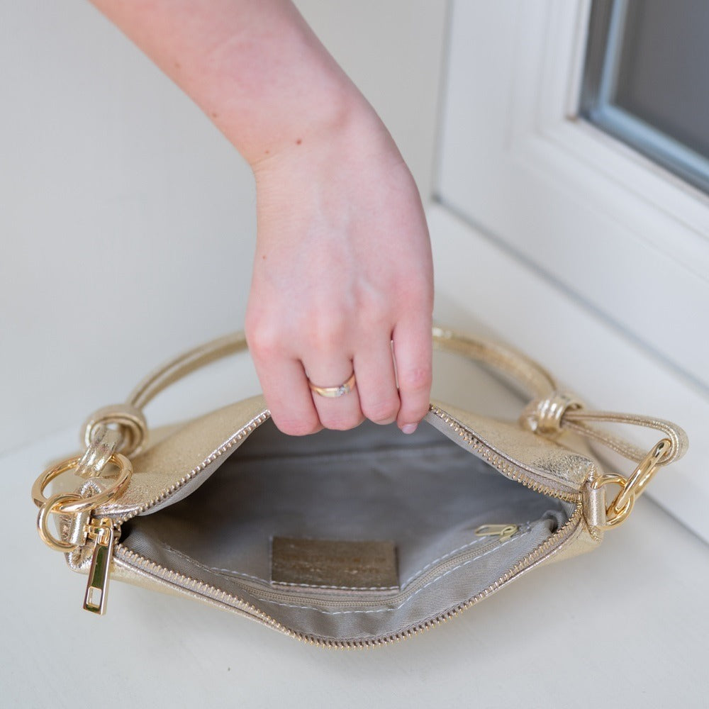 Bolso de piel dorado metálico BINNA