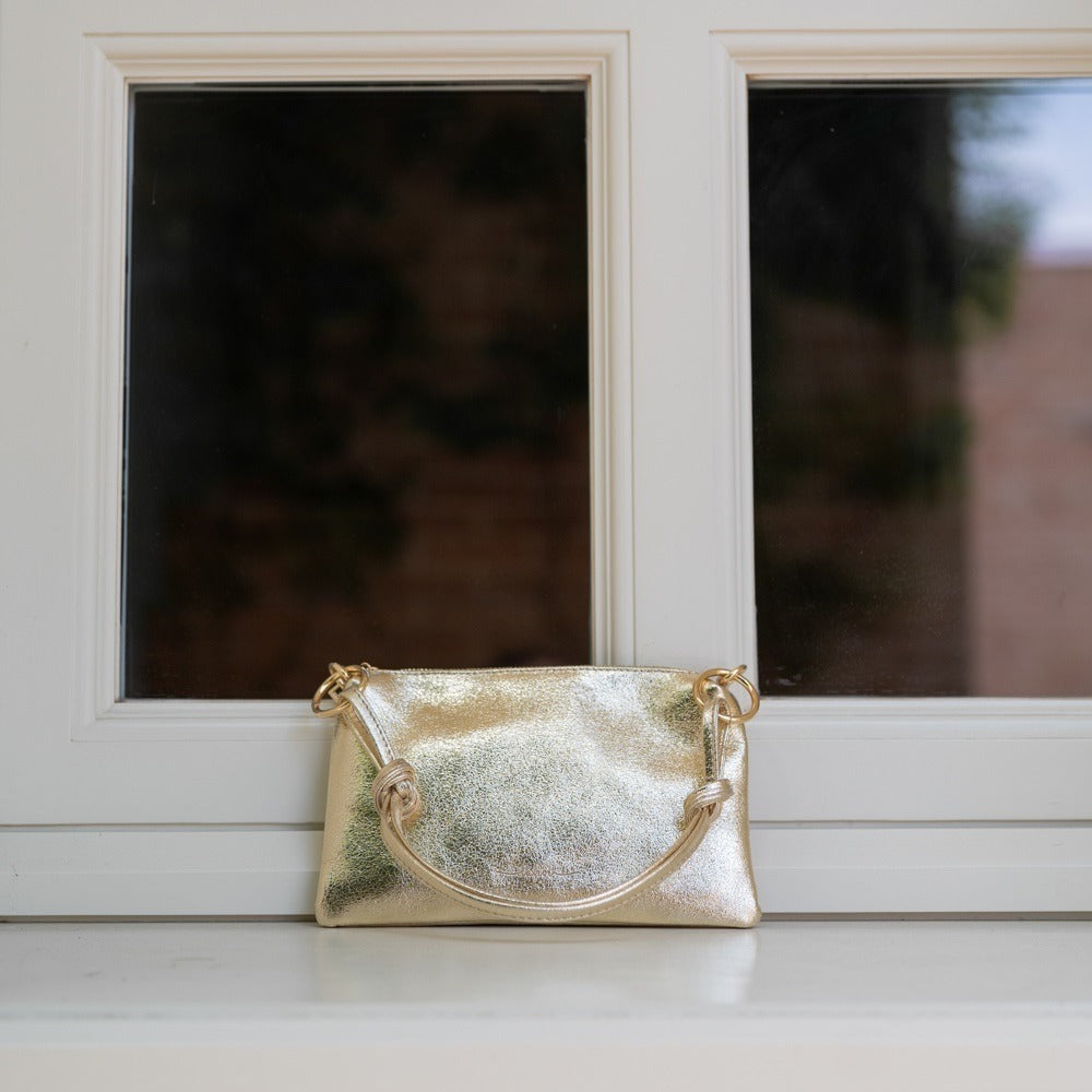 Bolso de piel dorado metálico BINNA