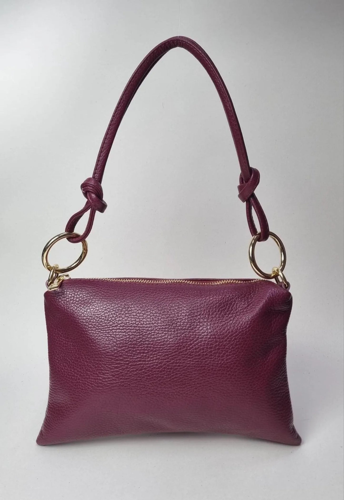 Bolso de piel burdeos BINNA