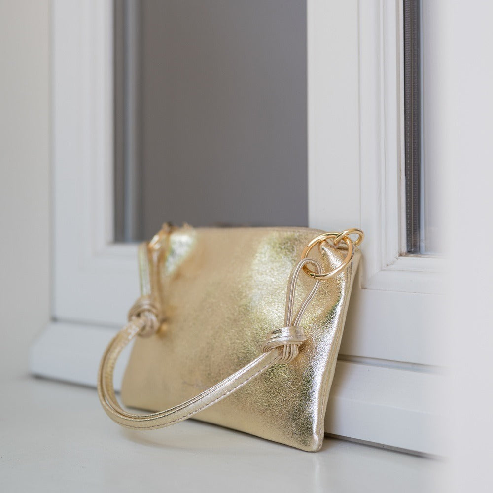 Bolso de piel dorado metálico BINNA