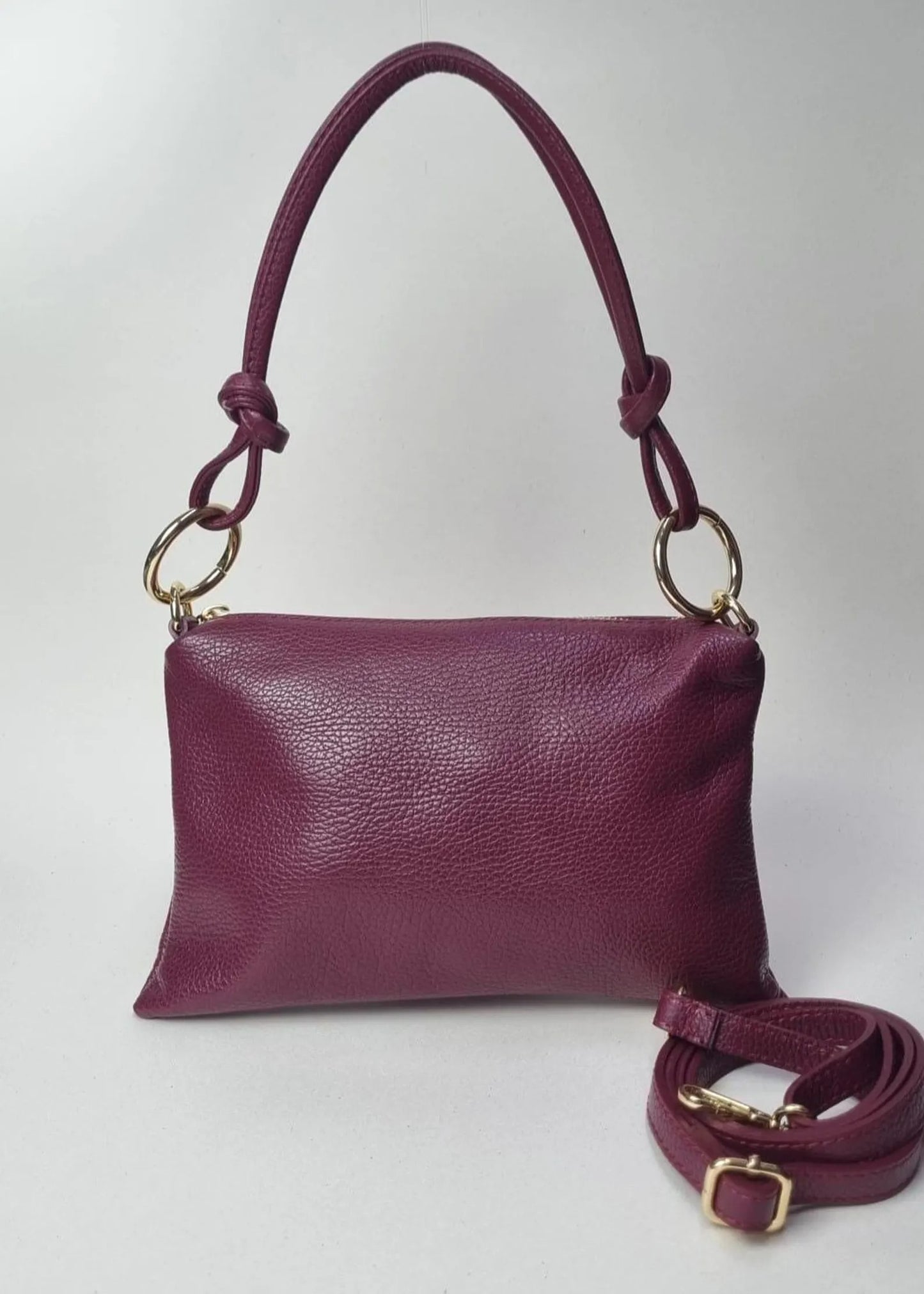 Bolso de piel burdeos BINNA