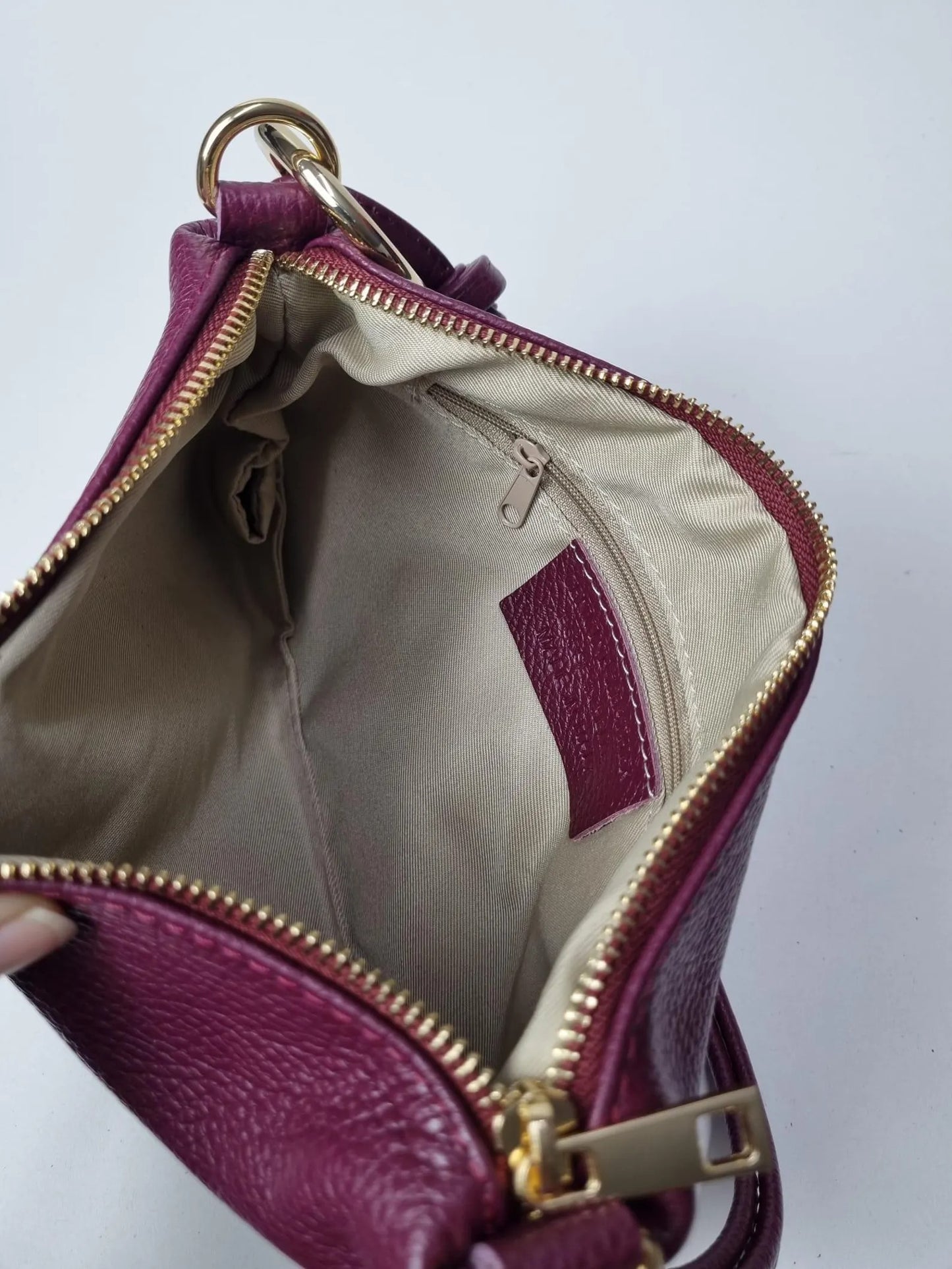 Bolso de piel burdeos BINNA