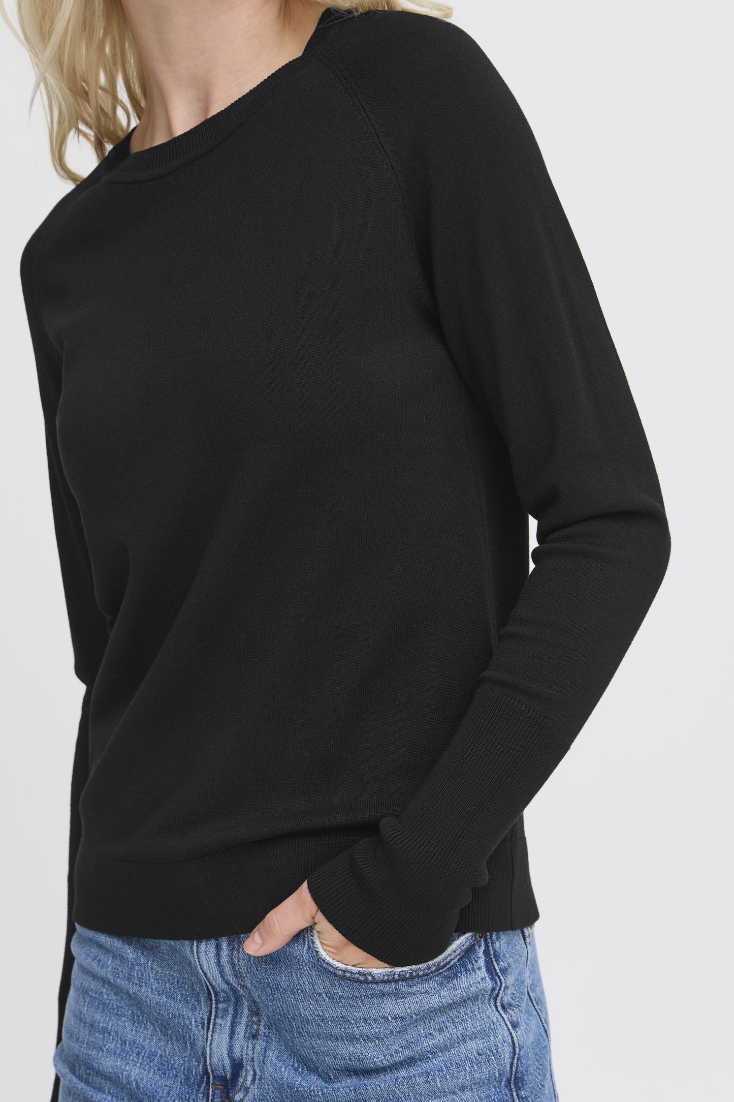 Jersey fino de manga larga CUFF negro