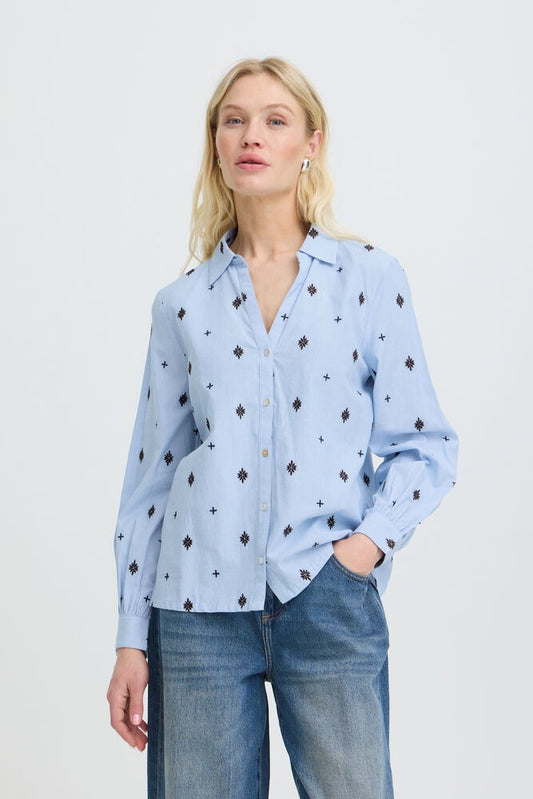 Camisa chambray bordada LABIENNE