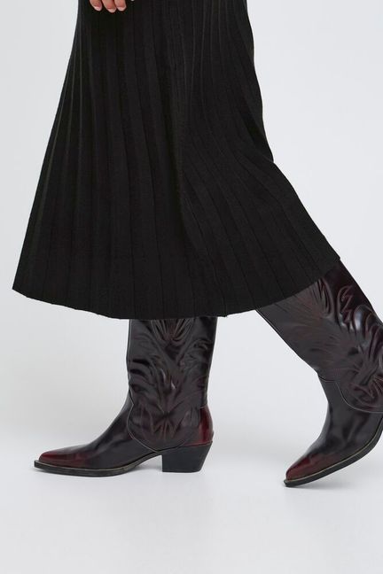 Falda plisada de punto negro GINA