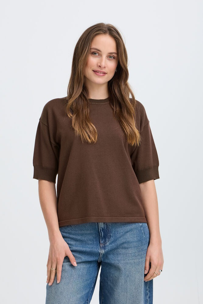 Jersey de punto fino LINNA marrón