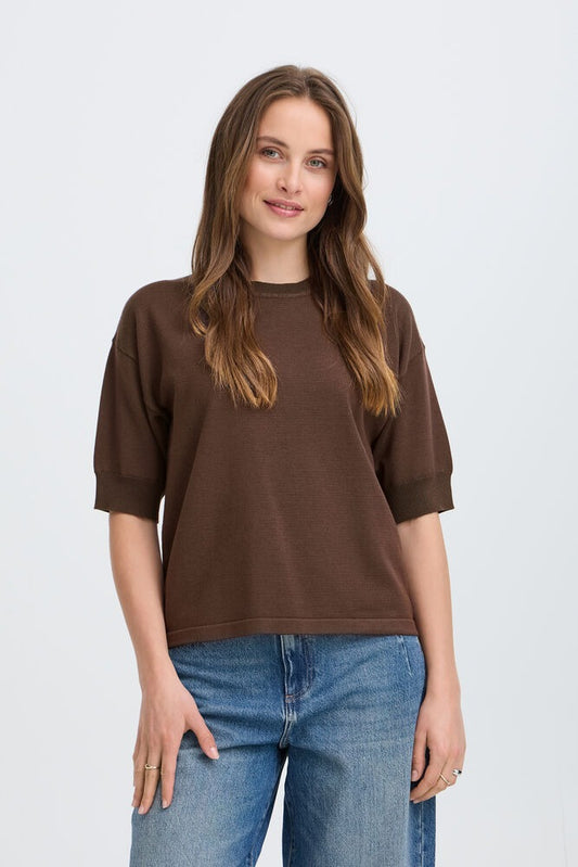 Jersey de punto fino LINNA marrón