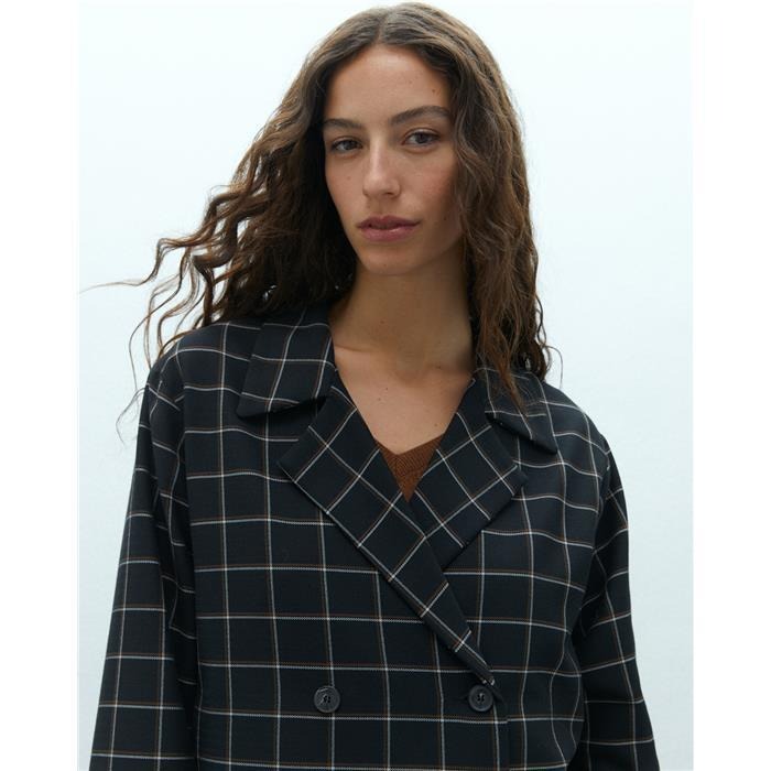Blazer corta semicruzada de cuadros LENY
