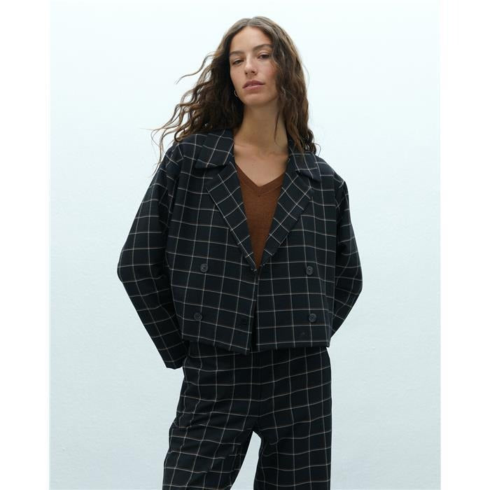 Blazer corta semicruzada de cuadros LENY