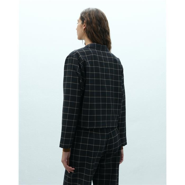 Blazer corta semicruzada de cuadros LENY