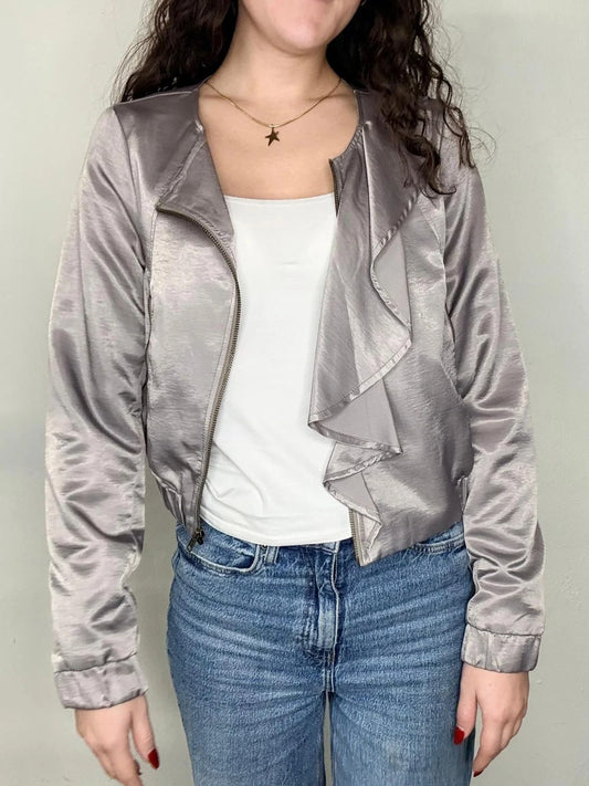 Chaqueta satinada con volante H&M