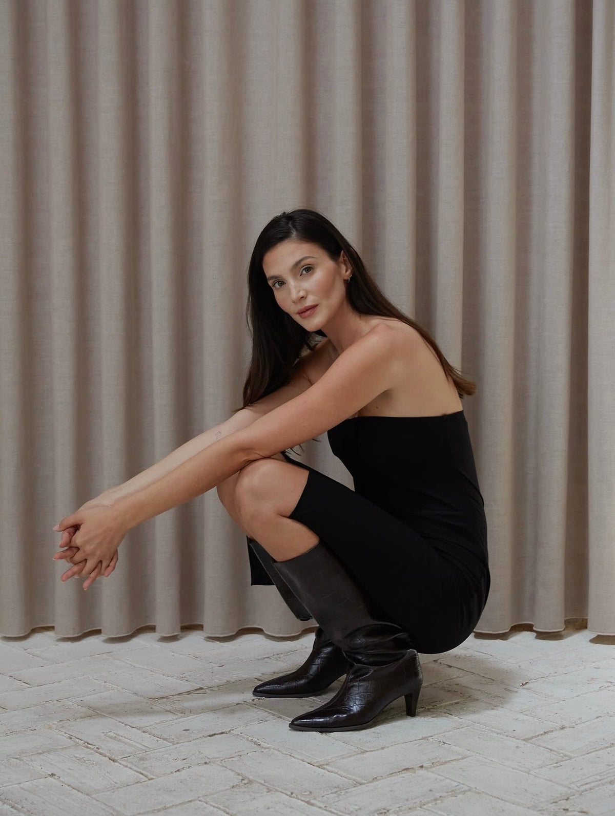 Bota alta efecto cocodrilo LACEY