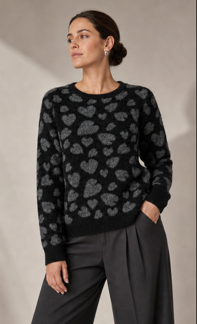 Jersey corazones DEART en negro con gris
