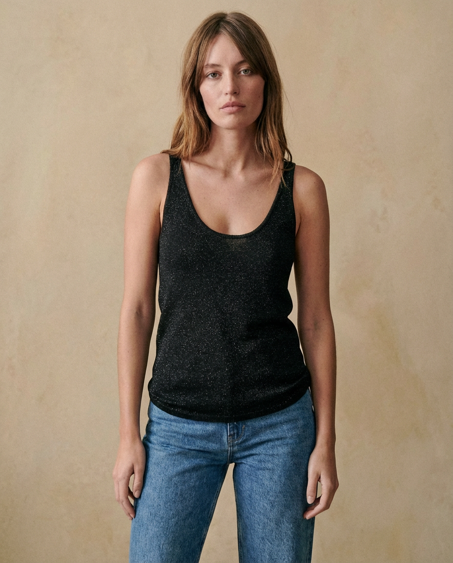 Top negro metalizado FILANE