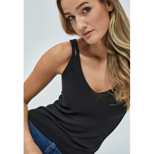 Top canalé negro DEISHA
