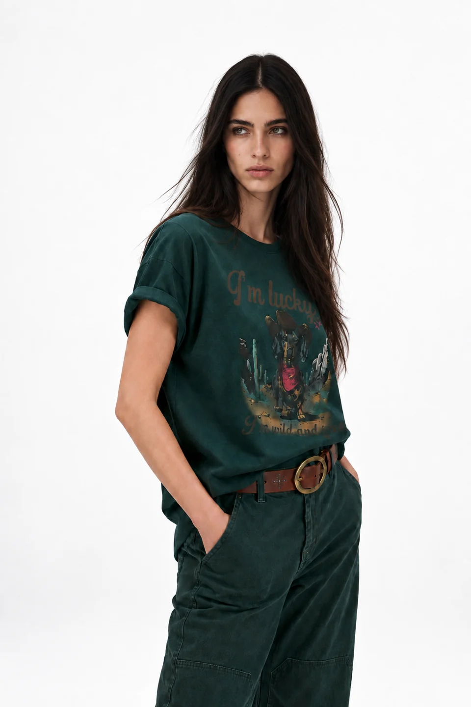 Camiseta kaki I'M LUCKY