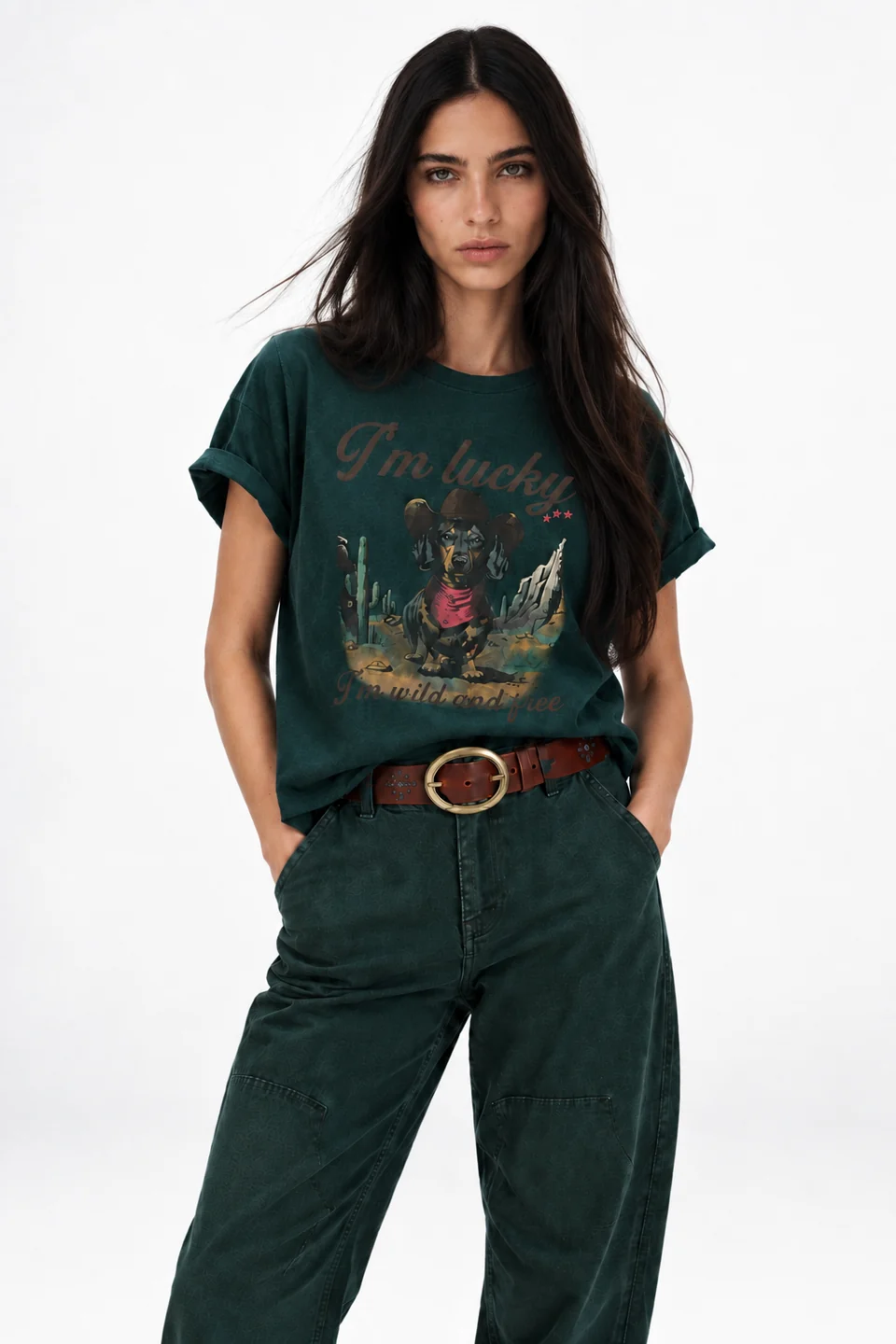 Camiseta kaki I'M LUCKY
