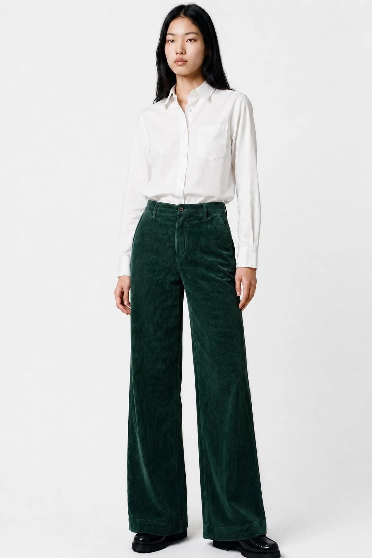 Pantalón de pana verde LEIKA
