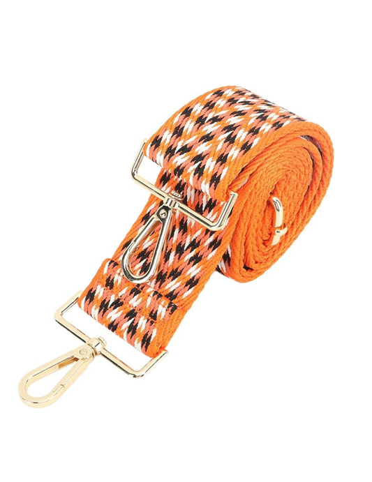 Correa de bolso estampado geométrico naranja