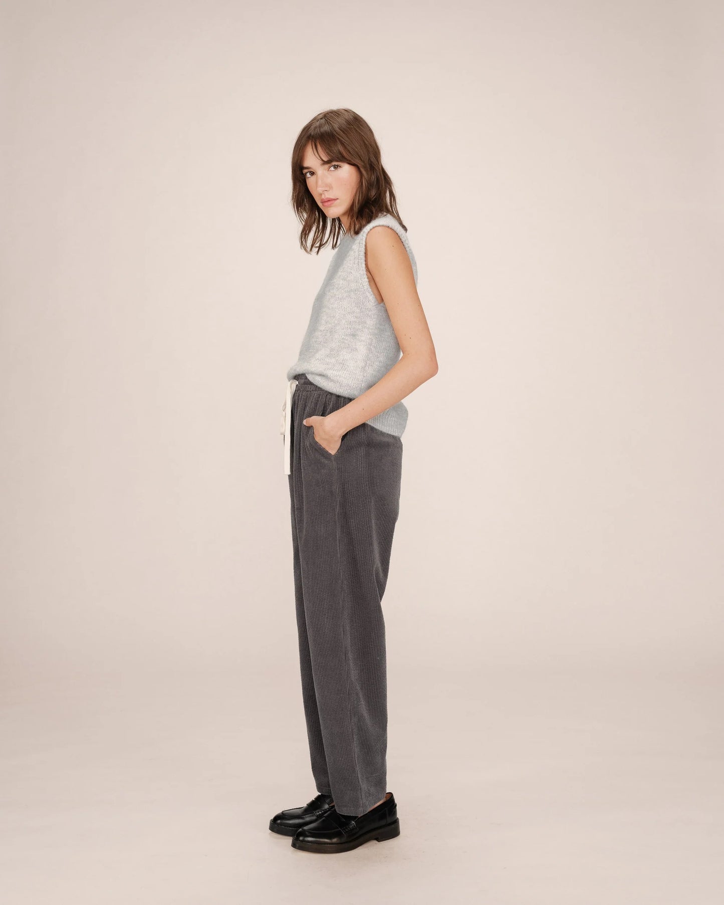 Pantalón de pana gris LILOU