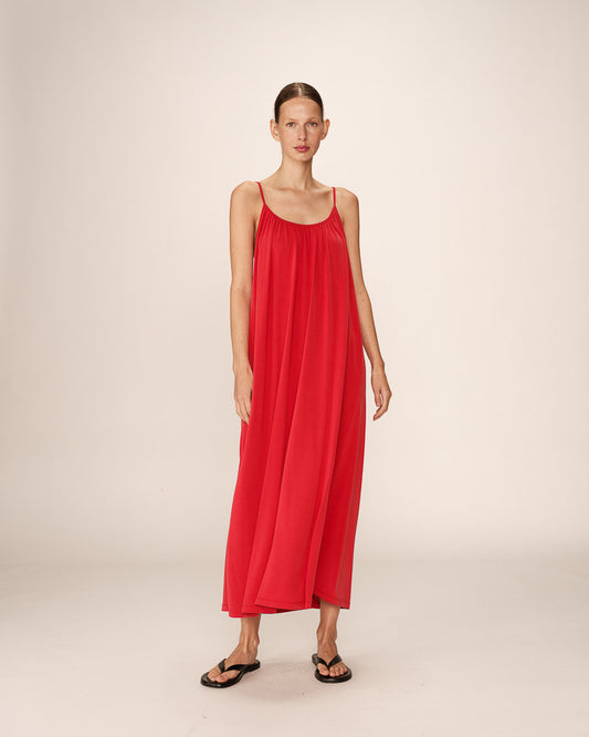Vestido largo rojo con modal MAXINE