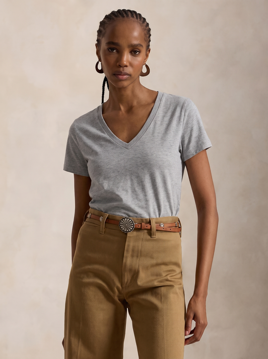 Camiseta básica cuello pico PALMA gris