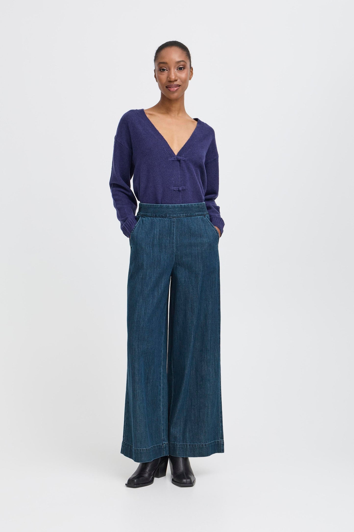 Pantalón vaquero ancho con goma BONNIE
