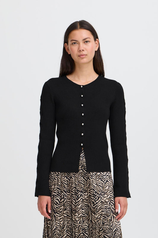 Rebeca de canalé negro con botones MARLIN