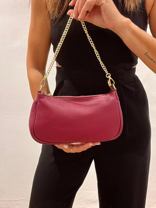 Bolso piel granate MINIMAL