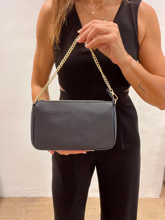 Bolso piel azul marino MINIMAL