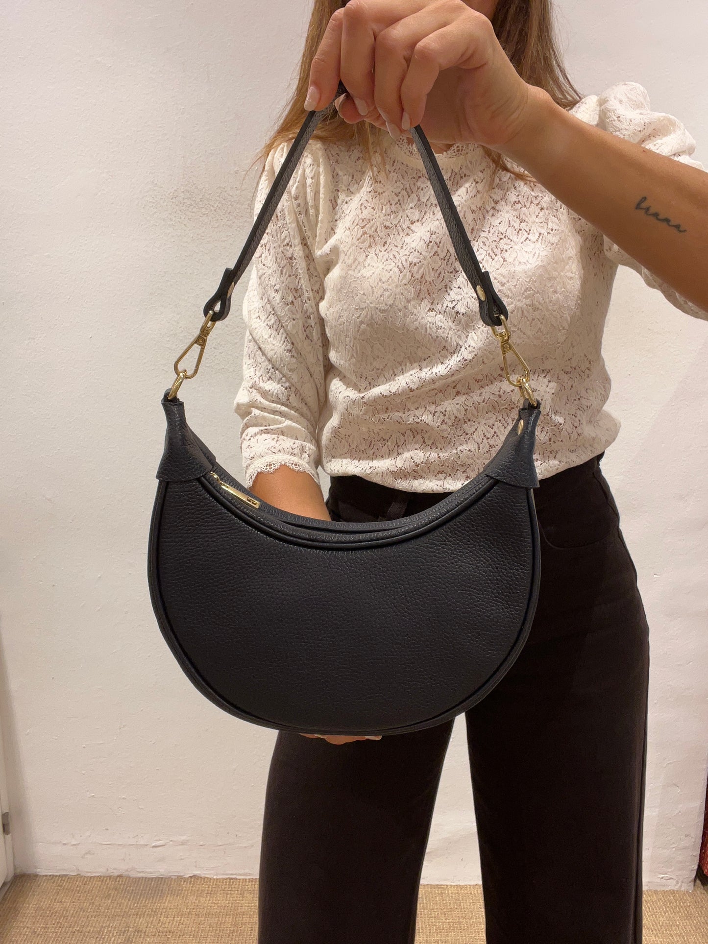 Bolso de piel azul marino LUNA