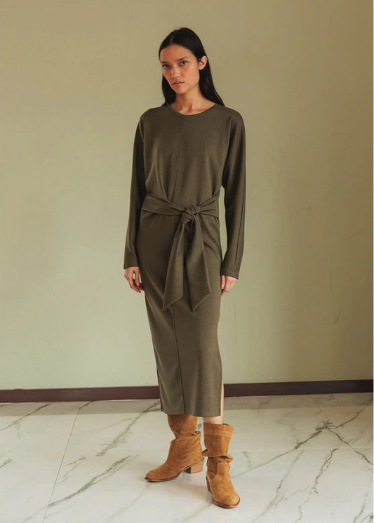 Vestido de punto anudado BITIA kaki